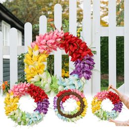 Decorative Flowers Simulation Wreath Pendant Valentine's Day Easter Decoration Door Hanging Gradient Rattan Gift