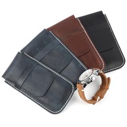 Chokers Genuine Leather Watch Box Collection Protection Watch Bracelet Storage Bag Portable Travel Jewelry Case for Women Men