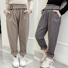 Trousers Teenage Girls Pants 2023 Autumn Casual Fashion Loose Retro Striped Kids Harem School Children 6 8 10 12 Year