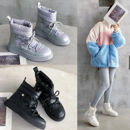 Boots Snow Women 2023 Winter Female Down Cloth Thick Fur Cotton Ski Casual Non-slip Waterproof Lace-up Short Ankle