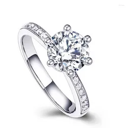 Cluster Rings Romantic Wedding Diamond For Women 925 Solid Sterling Silver Lab Luxury Jewellery Anniversary Bride With Box Gift