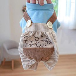 Dog Apparel Overall Fine Workmanship Round Neck Soft Texture Cartoon Pattern Pet Puppy Bodysuit Clothes Jumpsuit Dress-up