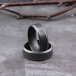 316L Stainless steel Odin Norse Viking Amulet Rune Fashion Style MEN and women fashion words RETRO Rings Jewellery with wooden box P2068