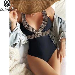 Wear Plunge Neckline One Piece Swimsuit Women Sexy Black Swimwear Vneck Solid Backless Contrast Trim Padded Bathing Suit