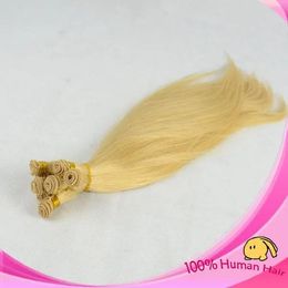 Weaves High Quality #613 Malaysian Virgin Hair Weft Natural Straight Hand Tied Weft In Human Hair No Shedding No Tangle