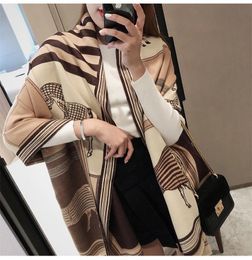 All-match Scarf Women's Cashmere-like Autumn and Winter Korean Style Horse Double-Sided Shawl Thickened Warm Scarfs