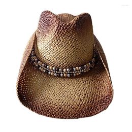 Berets Handwoven Denim Natural Environmental Material Beaded Belt Sunvisor Casual Hat