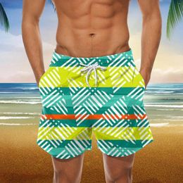 Men's Shorts Swimming Pants Hawaii Vantage Quick Dry Retro Stripe Print Swimwear Beach Summer Sufring Trunks Male