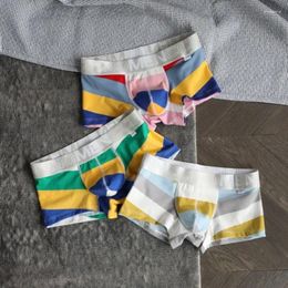 Underpants 3pcs/lot Colored Men's Underwear Colorful Boxer Shorts Youth Breathable Sexy And Cute Striped Printed