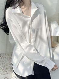 Women's Blouses Zoki Women Sweet Sun-Proof White Shirt Korean Fashion Thin Long Sleeve Casual Blouse Harajuku Turn Down Collar All Match