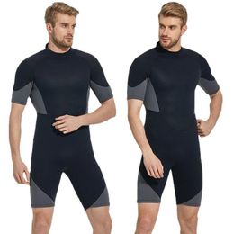 Wear 2mm 3mm Neoprene Spearfishing Wetsuit Swimwear Men Short Sleeve Scuba Diving Suit One Piece Surfing Jellyfish Wet Suit