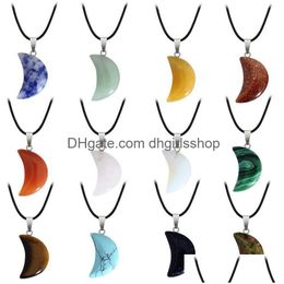 Pendant Necklaces Natural Crystal Stone Necklace Creative Star Gemstone Hand Carved Womens Fashion Accessory With Chain Drop Deliver Dhkn1
