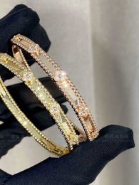 Designer Jewellery Luxury Bracelet VCF Kaleidoscope 18k Gold Van Clover Bracelet with Sparkling Crystals and Diamonds Perfect Gift for Women Girls 5HSN