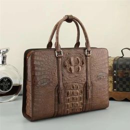 Briefcases Authentic Crocodile Skin Businessmen's ZIP Briefcase Handbag Genuine Real True Alligator Leather Male Large Top-handle Purse Bag