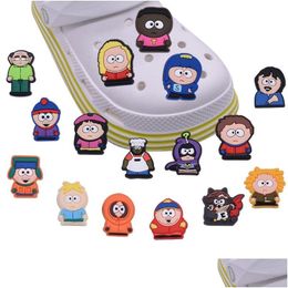 Charms Wholesale Childhood Memories Southern Park Characters Funny Gift Cartoon Shoe Accessories Pvc Decoration Buckle Soft Rubber C Dhbbn