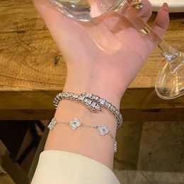 Designer Jewelry Luxury Bracelet Link Chain VCF Kaleidoscope 18k Gold Van Clover Bracelet with Sparkling Crystals and Diamonds Perfect Gift for Women Girls BGEF