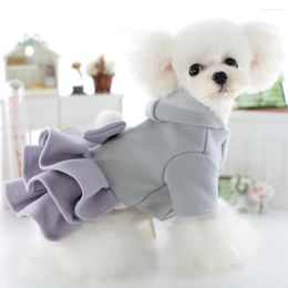 Dog Apparel Dogs And Cats Winter Dress Tutu Hairball&Bow Design Female Pet Puppy Warm Coat Outfit