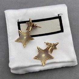 Vintage Stainless Steel Pentagram Stud Women's Gold Colour Earrings Letter Ear Earring Jewellery Accessories High Quality Fashio299K