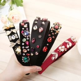 Hair Accessories Jewelled Pearl Hairband Women Girls Crystal Rhinestone Bezel Elegant Velvet Satin Headband 24 styles ZZ