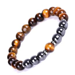 Chain 8Mm Green Tiger Eye Stone Elastic Bracelet Hematite Beaded Bracelets For Men Women Drop Delivery Jewellery Dh7Oz