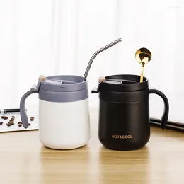 Mugs 2024 Product Office Coffee Cup Stainless Steel Double-Layer Vacuum Spray Paint Mug With Handle Heat Preservation