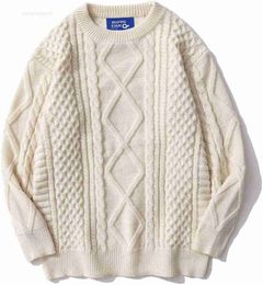 2024 New Modelmen's Hoodies Sweatshirts Aelfric Eden Twisted Knitted Sweater Women's Vintage Coarse Cream Sweater Men's Woven Round Neck Knitted Pullover White