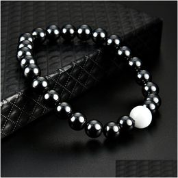 Charm Bracelets Magnetic Hematite Pearl Bracelet Stone Bead String Wristband Bangle Cuff For Women Men Power Healthy Fashion Jewellery Dh9Cw