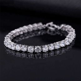 Au585 4mm Moissanite Tennis Bracelet Iced Out Chain Bracelets for Women Men Bracelet Moissanite Diamond Chain Homme Jewellery