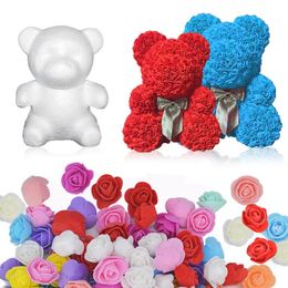 Wreaths 15/20cm Soap Foam Rose Bear Mold Artificial Flower Heads DIY Teddi Bear New Year for Women Girls Valentines Gift Craft Supplies