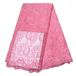 Clothing Fabric Pink Lace For Dress African 2023 High Quality Embroidered French Net 5yards Per Piece