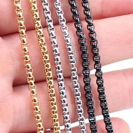 Whole 5pcs Jewellery wide 3mm Box Rolo Chain Necklace Stainless Steel Fashion Men's Women Jewellery Silver gold black 18 2535
