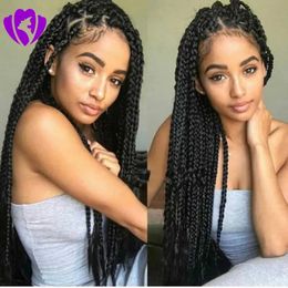 Wigs Hot selling long twist braided lace front wigs full hand tied synthetic hair wigs for african americans