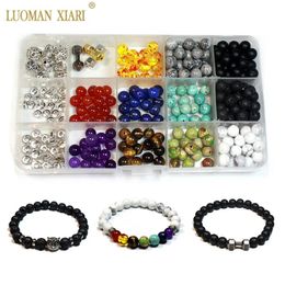 Bracelets 274 Pcs Beads Kits Round Natural Stone Beads Sets Jewellery Accessory Charms Elastic String Diy Bracelet Handmake Craft Making