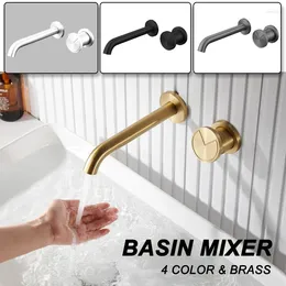 Bathroom Sink Faucets In Wall Basin Faucet Black Brass Spout With Handle One Piece Valve Brushed Gold Flexible Hose Metal Grey Chrome