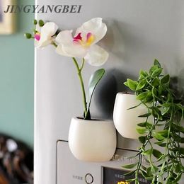 Wreaths Fridge Magnets Potted Artificial Green succulent plants Bonsai set fake Flower vase Souvenir Blackboard Magnetic Stickers C1901150