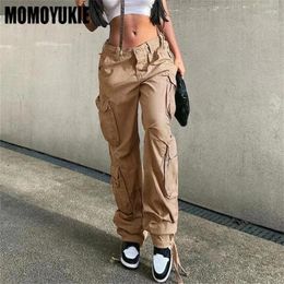 Women's Pants Women Jeans 2023 Summer Vintage Cargo Fashion Streetwear Pockets Wide Leg High Waist Straight Y2k Denim Trousers Overalls