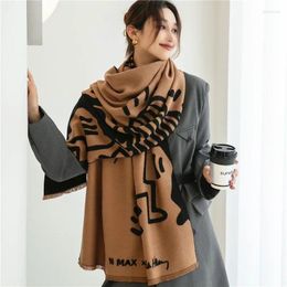 Scarves 2024 Thick Warm Scarf Shawl Women Luxury Horse Print Cashmere Pashmina Winter Blanket Bufanda Foulard Echarpe Stoles