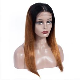 Wigs Ombre 1B/30 Lace Front Human Hair Wigs with Baby Hair Pre Plucked Brazilian Virgin Straight Hair 4*4 Lace Closure Wig 150% Density