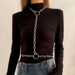 Sexy Multi-layers Rhinestone Body Chain Necklace Jewelry For Women Simple Waist Long Accessories Chains296D