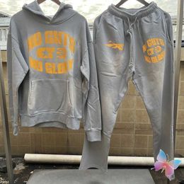 Washed Grey Hellstar Hoodies 1 Quality Vintage Flame Portrait Print Hooded Sweatshirts Street Tracksuit Men Women Cleanfit