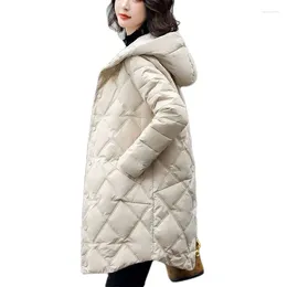 Women's Trench Coats 2024 Winter Fashion Women Down Cotton Coat High End Lightweight Thick Hooded Warm Parkas Mid Length Windproof