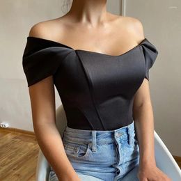 Women's Tanks Y2K Satin Off Shoulder Corset Cropped Top Women Sleeveless Backless Sexy Strapless Vest Skinny 2023 Summer Tank Tube Tops