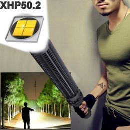 1000000 lumens 502 super powerful tactical flashlight led self Defence Telescopic bat 50 waterproof rechargeable torch 220242161750