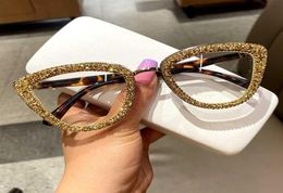 2021 Custome Prescription Glasses Blue Light Frame cat eye Rhinestone sunglasses vintage frame for women Y08316537728