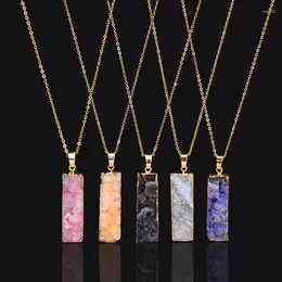 Pendant Necklaces Gold Color Bezel Raw Natural Stone Healing Power Quartz Druzy Necklace