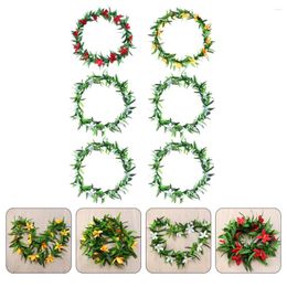 Decorative Flowers 6 Pcs Artificial Garland Luau Party Decorations Summer Hawaiian Supplies Leis Green Silk Cloth Banquet