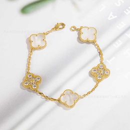 Link Designer Jewellery Luxury Bracelet Chain VanCa Kaleidoscope 18k Gold Van Clover Bracelet with Sparkling Crystals and Diamonds Perfect Gift for Women Girls OTKI