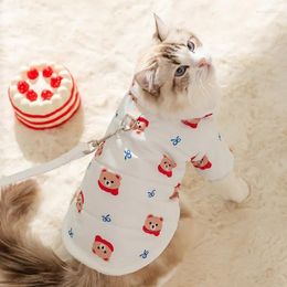 Dog Apparel Cute Bear Printed Pet Clothing Winter Cotton Coat Small Teddy Warm Down Cartoon Two Legged