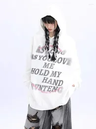 Women's Hoodies Deeptown Oversize Y2k Streetwear Women Harajuku Fashion Letter Print Hooded Sweatshirts Grunge Hip Hop Casual Kpop Tops