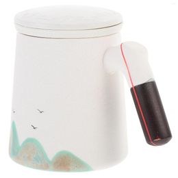 Dinnerware Sets Wooden Handle Tea Cup Ceramic Coffee Mug Decorative Mugs With Ceramics Infuser Office Filter